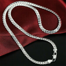 Women Men Fashion 925 Sterling Silver 6MM Full Sideways Chain Necklace 18-24inch