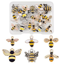 1 Box Alloy Enamel Rhinestones Bees Pendants Charms for Jewelry Crafts Making