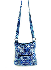 Vera Bradley Cuban Tiles Blue Aqua Cotton Small Hipster Crossbody Bag Purse