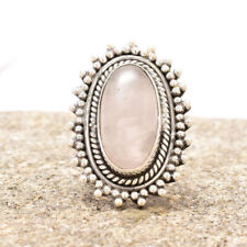 Rose Quartz Gemstone 925 Sterling Silver Valentine Day Ring Jewelry EX-121