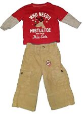 Carter's Brand-Baby Boy Christmas Outfit-12 months-Long Sleeve Shirt w/Pants-EUC