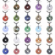 Gemstone 30mm Donut Beads Reiki Chakra Pendant Necklace Handmade Jewelry 22 Inch