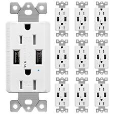 3.6A USB Charger Wall Outlet Receptacle Smart Chip Tamper Resistant UL 10 Packs - South El Monte - US