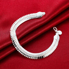 925 solid Silver fashion 10MM Snake women men chain wedding bracelet Jewelry