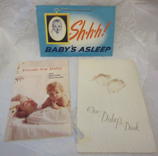 3 VTG BABY Items GERBER Foods for Baby Book, SHHH Baby's Asleep & Birth Record