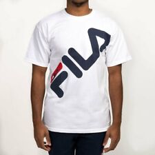 FILA T-Shirt with Slanted Logo White - perfect UNISEX -100% Cotton NEW Big Sizes