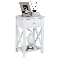 Nightstand Sofa Side End Table with Drawer & Shelf Bedroom Furniture White - Toronto - Canada