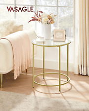 VASAGLE Round Side Table, Glass End Table with Metal Frame, Gold Coffee - Toronto - Canada