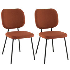 2PCS Modern Fabric Dining Chairs Padded Kitchen Armless Accent Chair Orange - Mumbai - India