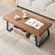 IBF Rustic Coffee Table, Industrial Solid Wooden Tea Table, Farmhouse Real Wood - CA