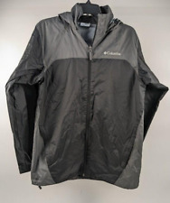 Columbia Mens Hooded Full Zip Up Black Gray Windbreaker Jacket Sz Small