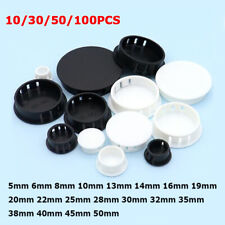 Round Black/White Snap-On Plastic Hole Plug 5mm-50mm Furniture Holes Cover Caps