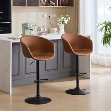 Set of 2 Barstools Swivel PU Leather Pub Chairs 23.2-31Height Adjustable Brown - Toronto - Canada"