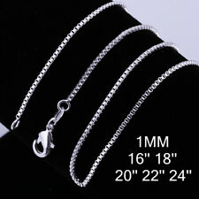 10PCS Lot cute 925 Silver Solid Fashion 1MM Box Chain Necklace Jewelry Wedding