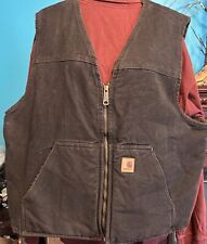 Carhartt Vest Jacket Men’s Sz 2XL Black Canvas Sherpa Fleece Lined