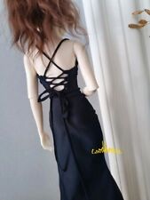 1/4 1/3 SD16 BJD Clothes Outfit Sling Long Dress Lace-up Back Slit Side Black