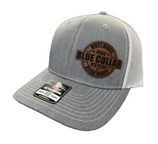 Dirty Hands Blue Collar Proud American Clean Money Leather Patch Hat- Gray/White