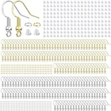 600pcs Jewellery Making Kit Earring Findings Hooks Back Ear Wires Jump Rings Set