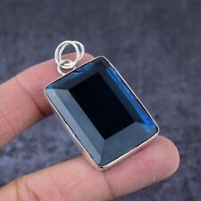 Natural London Blue Topaz Handmade 925 Sterling Silver Gift Pendant 2.09 i230"