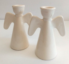 Vintage MCM White Ceramic Angel Candle Holders Minimalist set of 2 - Toronto - Canada