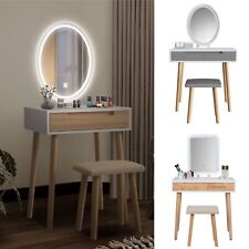 ELECWISH makeup table with stool LED mirror cosmetic table hairdressing table makeup