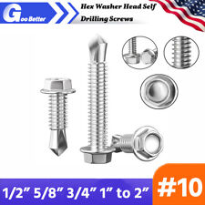 #10 Hex Washer Head Self Drilling Screws 410 Stainless Steel 1/2 5/8 3/4 to 2 - Ontario - US"