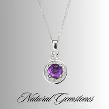 New Natural Amethyst Pendant Gemstone 925 Sterling Silver Jewelry Gift for Her