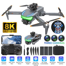 Brushless RC Drone with 8K HD Dual Camera WiFi FPV Foldable Drones +3 Battery US