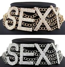 Rhinestone Choker Necklace Fashion Crystal Jewelry Sparkly Sexy Word Chocker