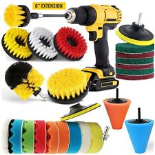 Car Detailing Drill Brush Tools Kit Vehicle Auto Engine Wheel Boat Wash Cleaning