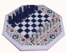 18 x 18" Marble Chess Table Top Pietra Dura Home And Garden Decor Inlay Work"