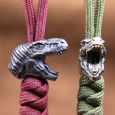 Dinosaur Head Knife Bead Brass Woven Paracord Lanyard Pendant EDC Accessories