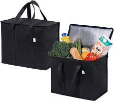 2 Pack Insulated Grocery Food Delivery Bag Heavy Duty Nylon Commercial Quality