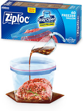 New Freezer Bags Gallon 60 Ct Zip Lock Plastic Travel Slider Food Storage
