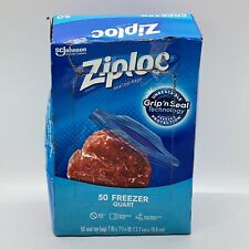 (46-Pk) Ziploc Brand Freezer Quart Reusable Food Bags Grip'n Seal Double Zipper