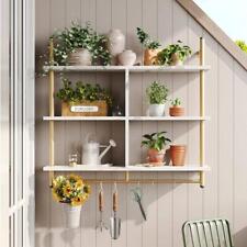 Decorative Wall Shelf with Circular Tube Hooks 3-Tier Ladder Composite White - Toronto - Canada