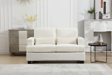 63 Modern Loveseat, Square Armrest Removable Back Cushion 2 Pillows, White/Gray - Lithia Springs - US"