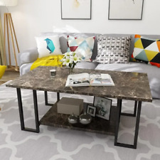 Marble Coffee Table, Faux Marble Top Rectangular Coffee Table with Black Metal F - Mumbai - India