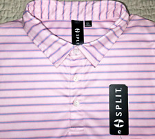 NEW by SPLIT, MENS SIZE XXL, HAWAIIAN SUMMER STRIPES PINK GOLF POLO, MSRP $52.00