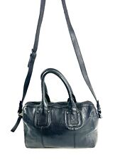 Perlina Black Textured Leather East West Medium Shoulder Bag Purse Logo Hardware