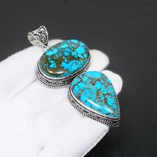 Tibetan Turquoise Natural Gemstone Handmade 925 Sterling Silver Jewelry Pendant