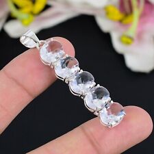 White Topaz Gemstone Pendant Handmade Jewelry 925 Sterling Silver Pendant