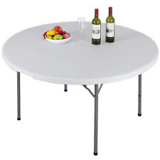 48 Round Foldable Table Portable Plastic Dining Table with Handle, White - Fontana - US"