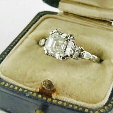 2.5Ct Asscher Lab-Created Diamond Art Deco Antique Style Women's 925 Silver Ring