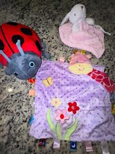 Baby Girls Infants Lot 3 Items ~ Stuffed Ladybug Plus, Taggies, Soft Rabbit Toy