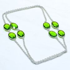 Peridot Gemstone Handmade Ethnic Silver Jewelry Necklace 36 NRJR3806"