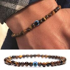 6mm Beads Tiger Eye Turquoise Natural Stone Bracelet Bangle Men Jewelry Gift