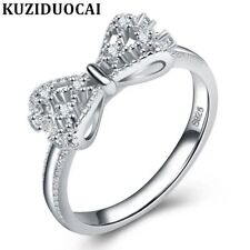 Bow-knot Stainless Steel Zircon Rings Women Fashion Jewelry Accessories Ring 1pc