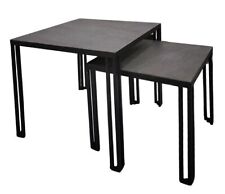 Bedside Table Wood & Iron Nesting Tables for Living Room Office Set of 2 Stool