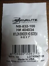 NYLON BINDER HEAD SCREW 8-32 X 1 PACK OF 10 - Moline - US"